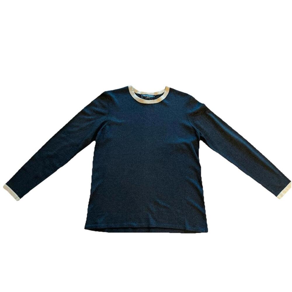 Colette Mordo Black/Charcoal And Cream Crew Neck Lng Sleeve Sweater Size M - EUC